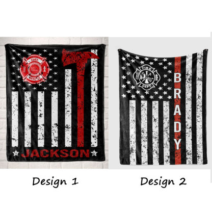 Firefighter Gift for Him Personalized Fireman Blanket