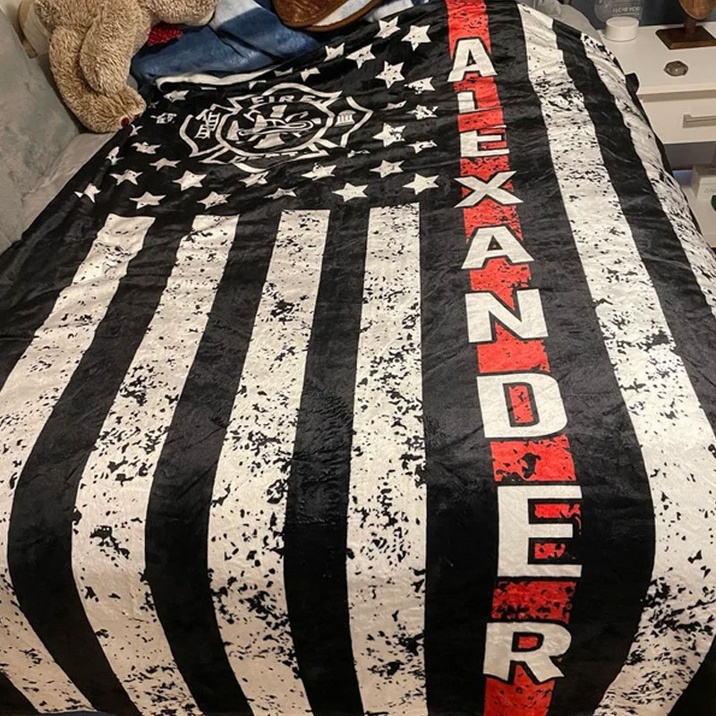 Firefighter Gift for Him Personalized Fireman Blanket