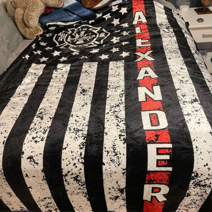 Firefighter Gift for Him Personalized Fireman Blanket