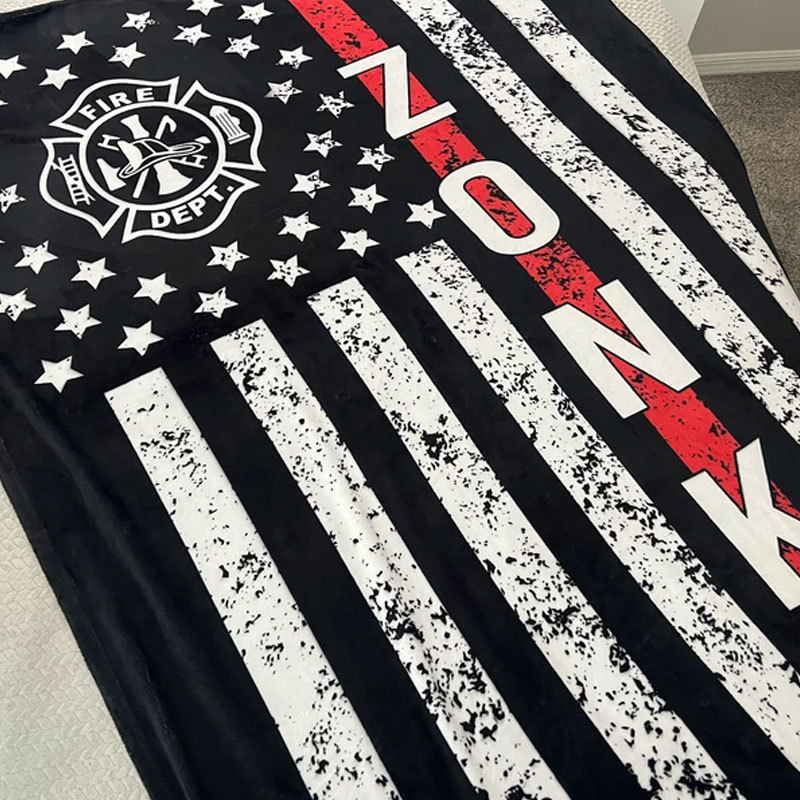 Firefighter Gift for Him Personalized Fireman Blanket