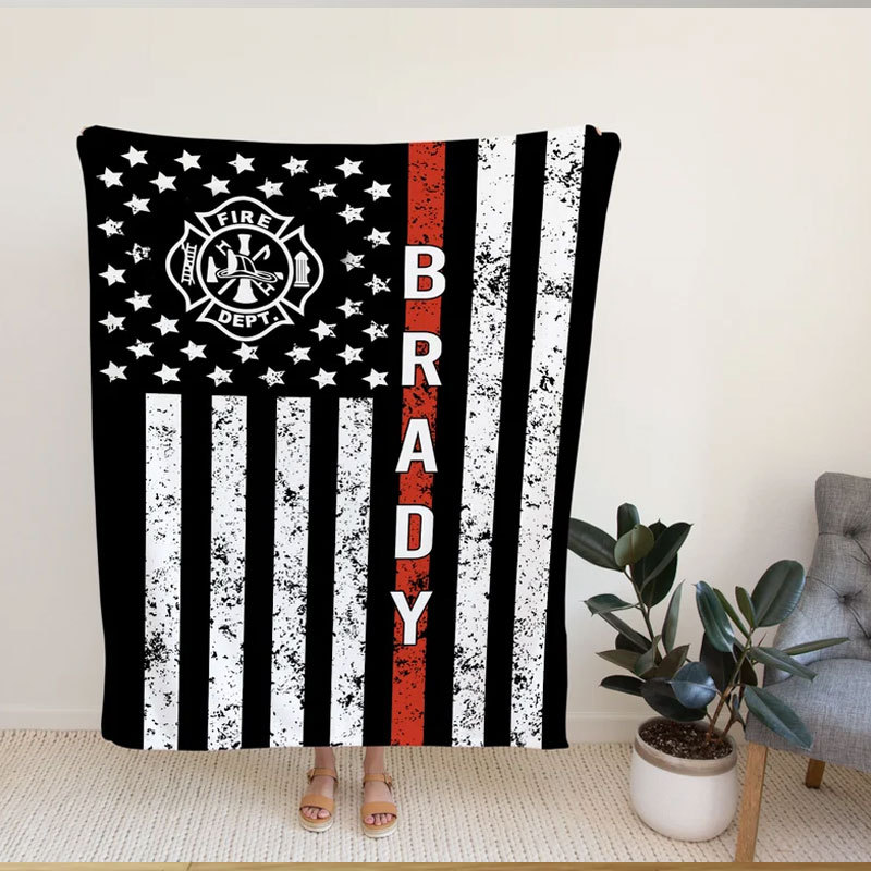 Firefighter Gift for Him Personalized Fireman Blanket