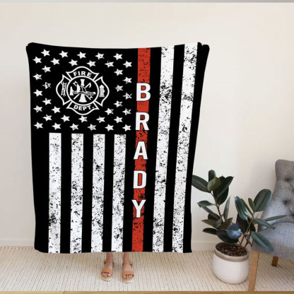 Firefighter Gift for Him Personalized Fireman Blanket