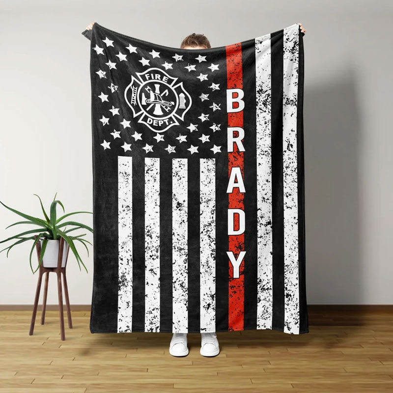 Firefighter Gift for Him Personalized Fireman Blanket
