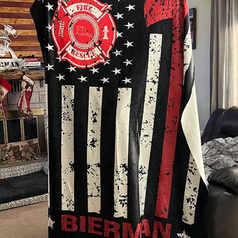 Firefighter Gift for Him Personalized Fireman Blanket