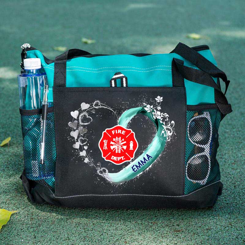 Fire Rescue Firefighter Beautiful Heart Personalized Tote Bag