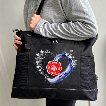 Fire Rescue Firefighter Beautiful Heart Personalized Tote Bag
