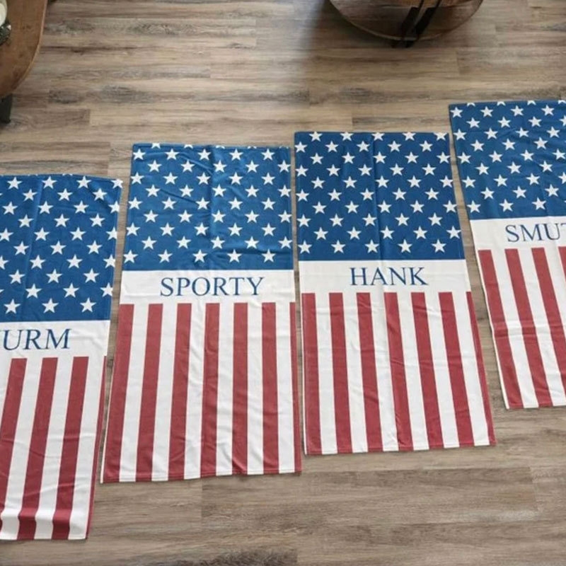 US Flag Personalized Beach Towel, Personalized Name Bath Towel