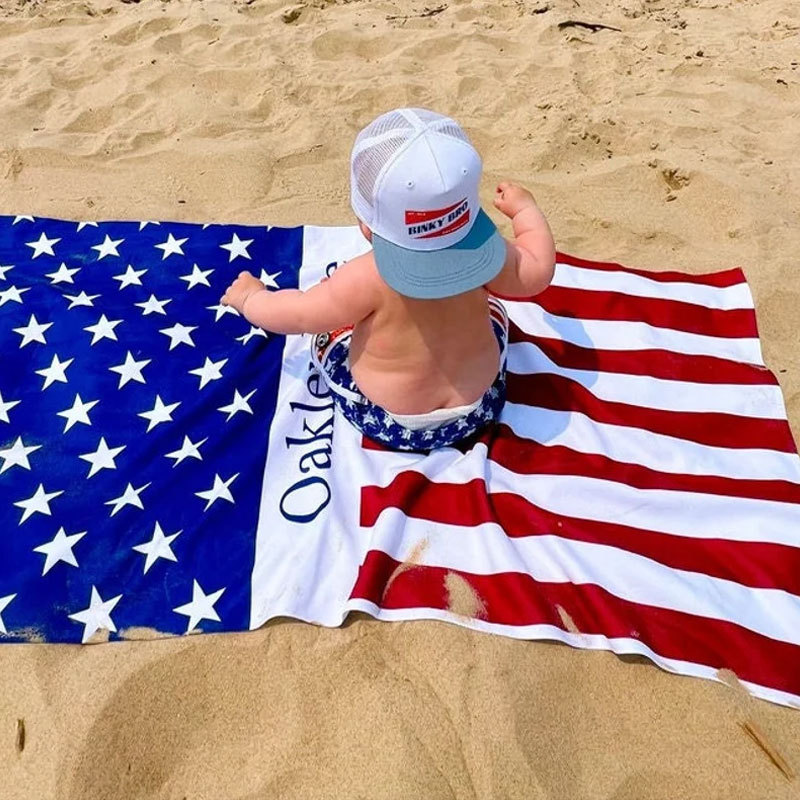 US Flag Personalized Beach Towel, Personalized Name Bath Towel