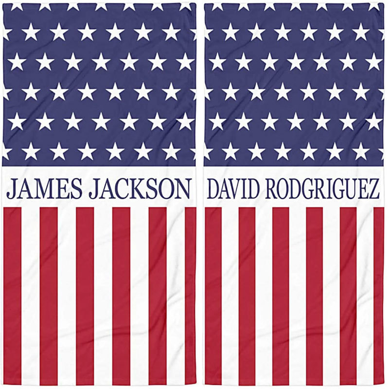 US Flag Personalized Beach Towel, Personalized Name Bath Towel