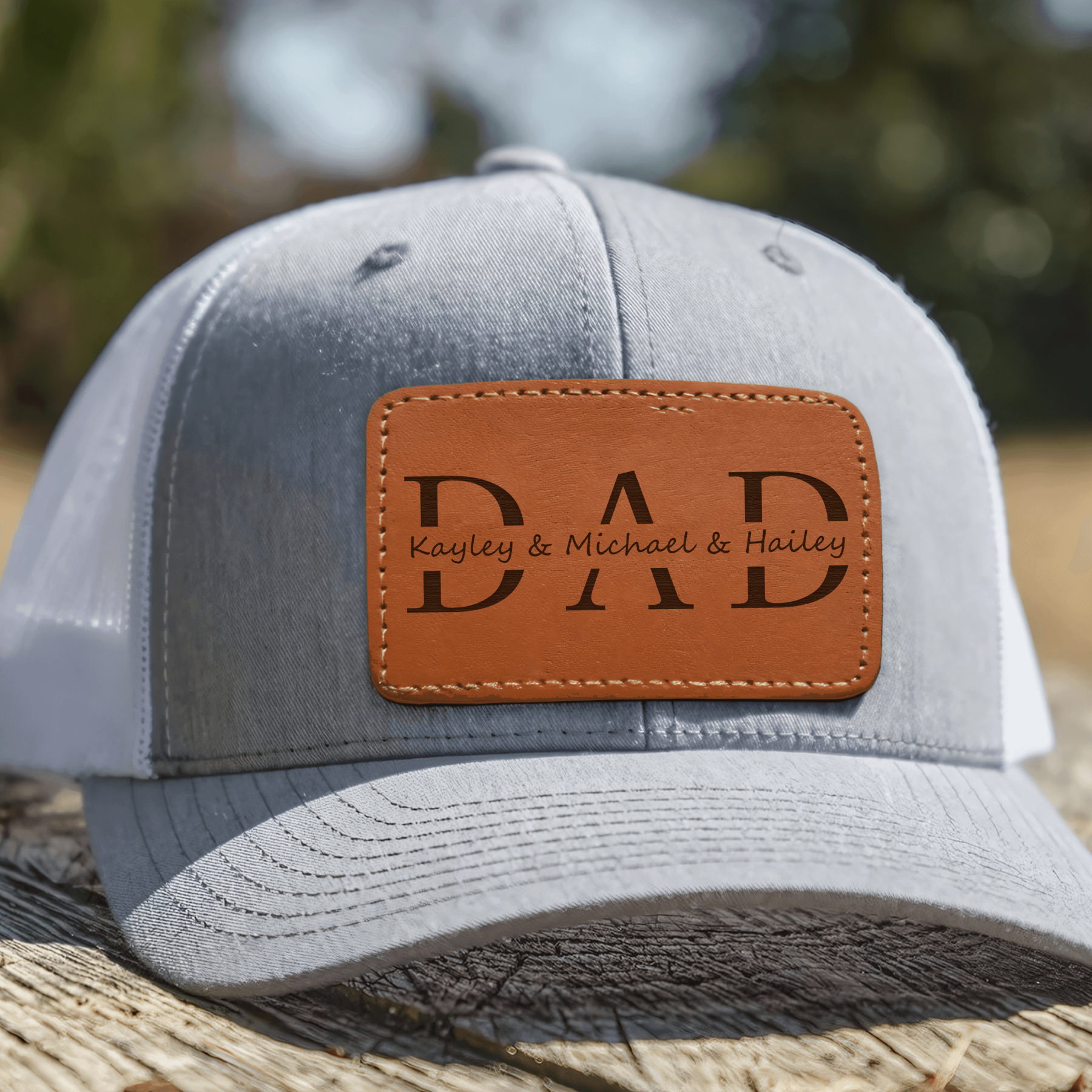 Custom Kids Name Dad Hat - Personalized Leather Patch Hat