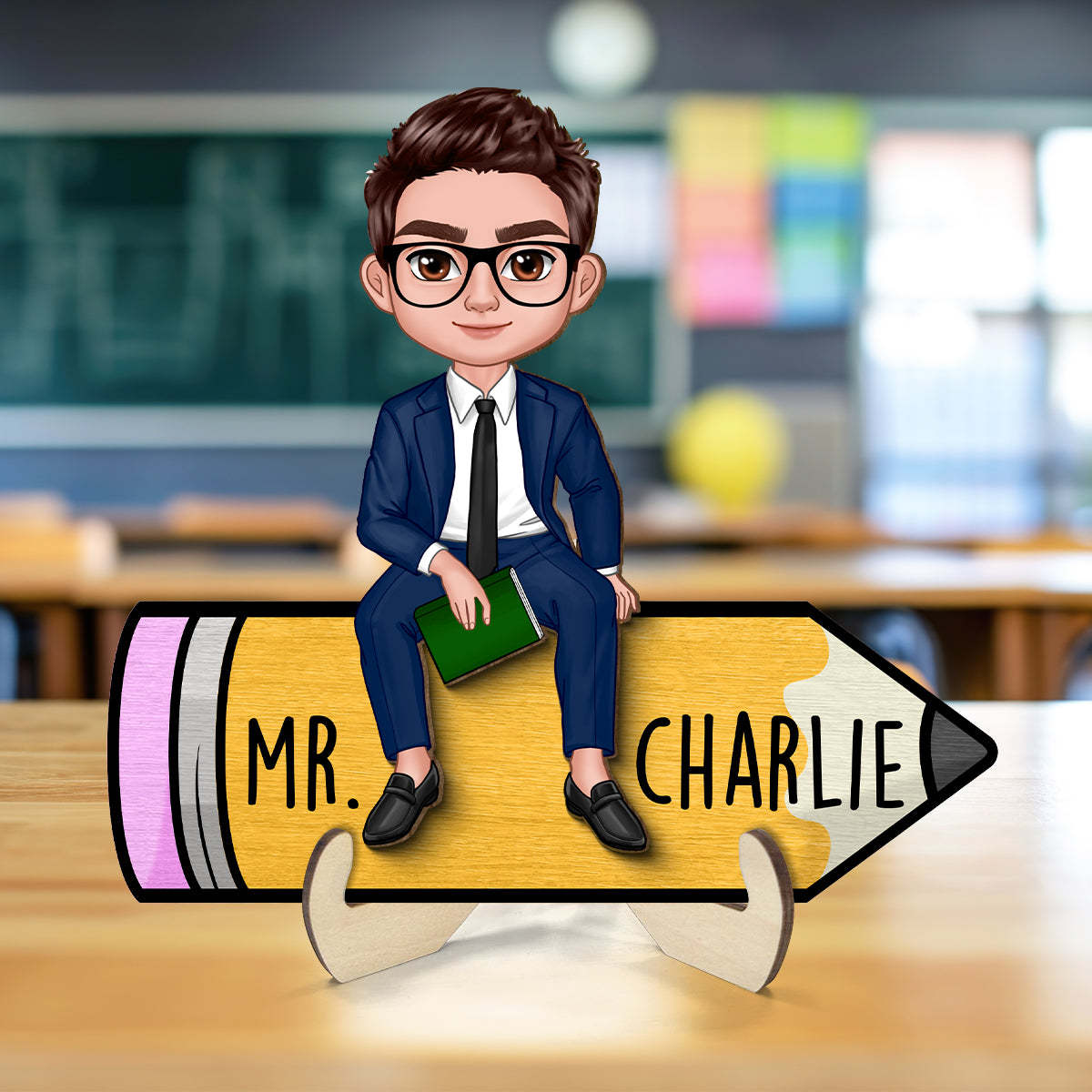 Personalized 2-Layer Wooden Plaque Office Decor for Teacher