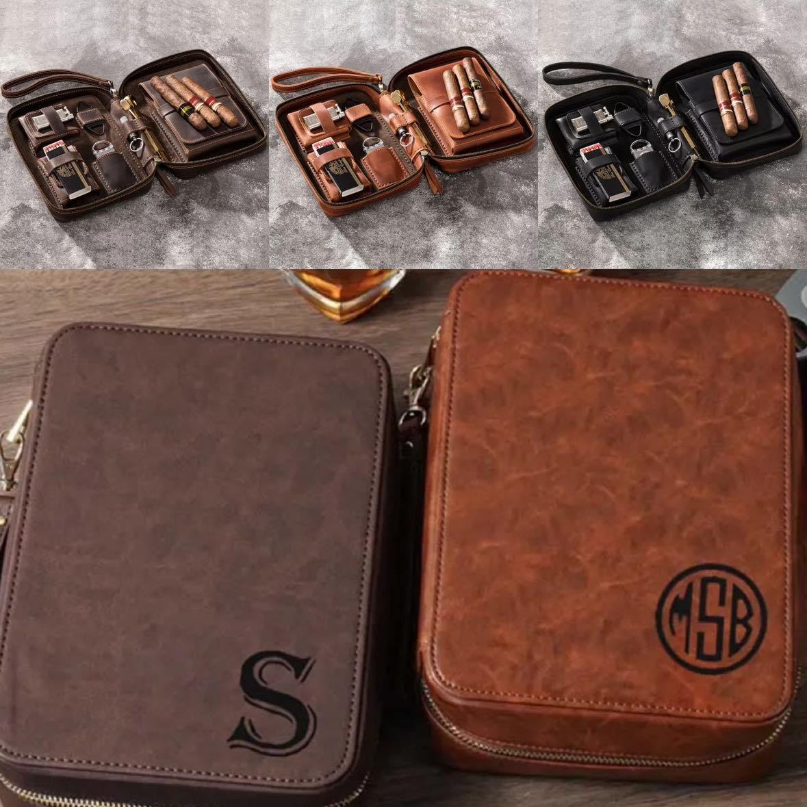 Custom Leather Travel Cigar Case Cigar Box for Man