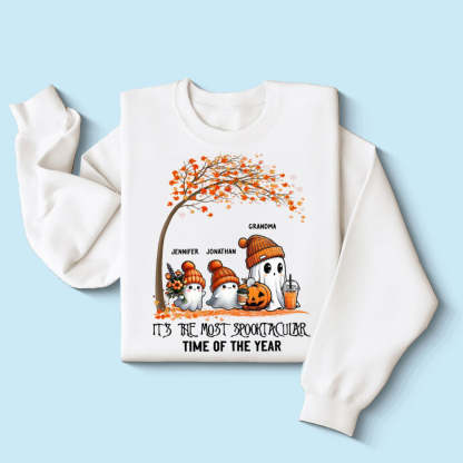 It's The Most Spooktacular Time Of The Year Grandma Spooky Ghost Personalized Shirt, Fall Halloween Sweater
