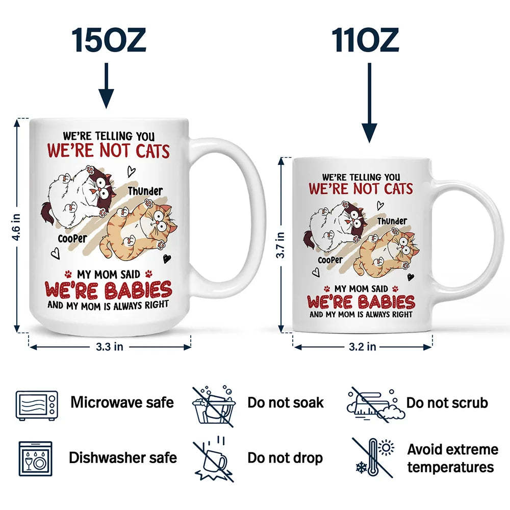Funny Cat We're Not Cats We're Babies - Personalized Mug