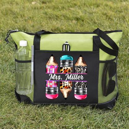 Personalized Pencils Name Teacher Tote Bag, Teacher Appreciation Tote