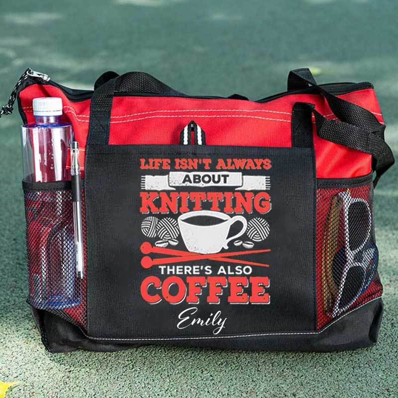 Knitting Coffee Lover Knitter Personalized Tote Bag