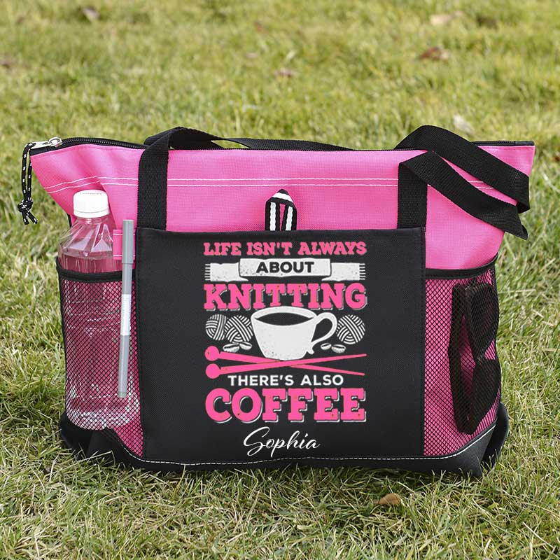 Knitting Coffee Lover Knitter Personalized Tote Bag