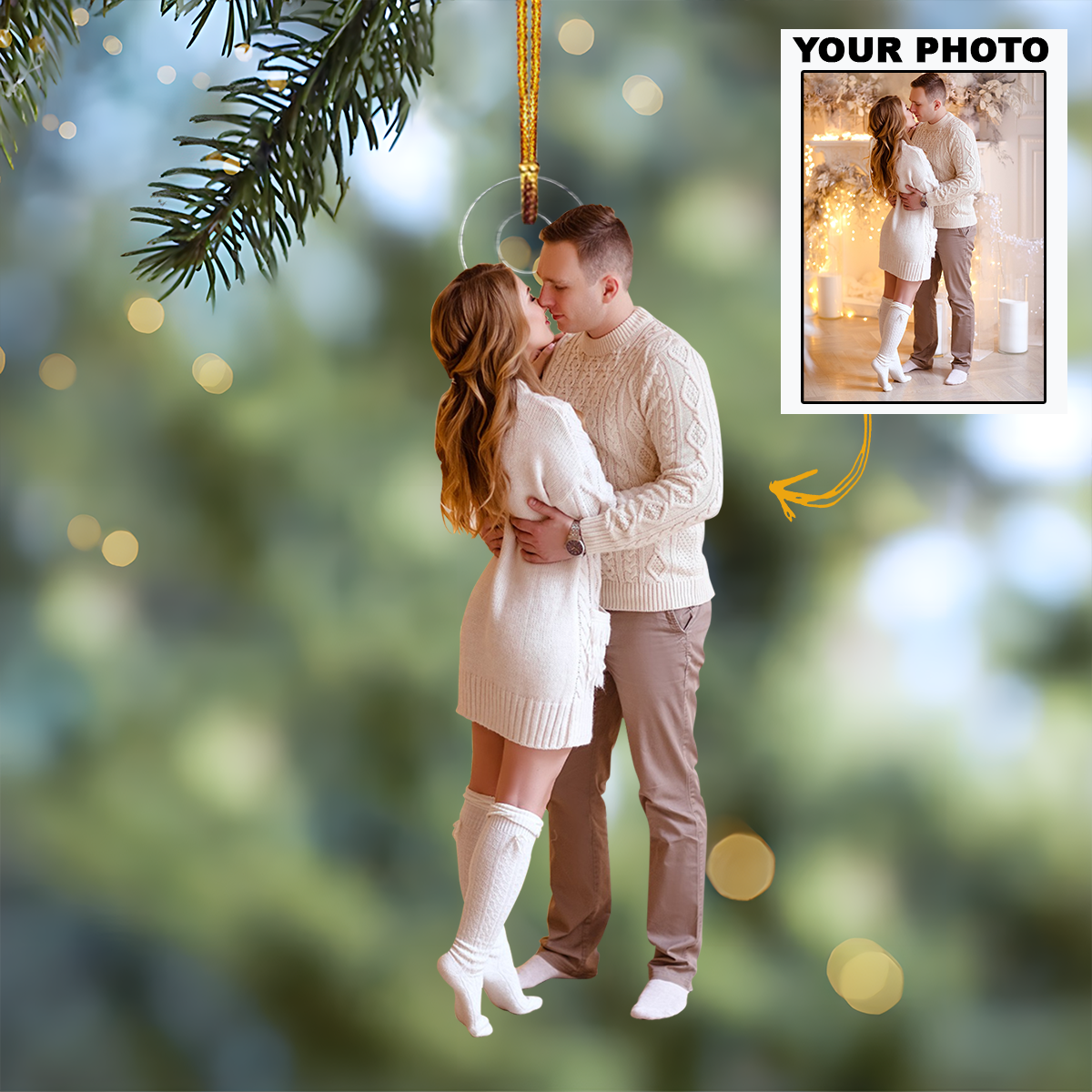 You And Me Couple Ornament - Personalized Photo Mica Ornament - Christmas Gift For Couple, Wife, Husband, Boyfriend, Girlfriend