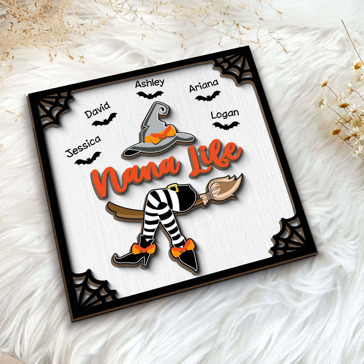 Grandma Witch Halloween Personalized 2-Layer Wooden Plaque