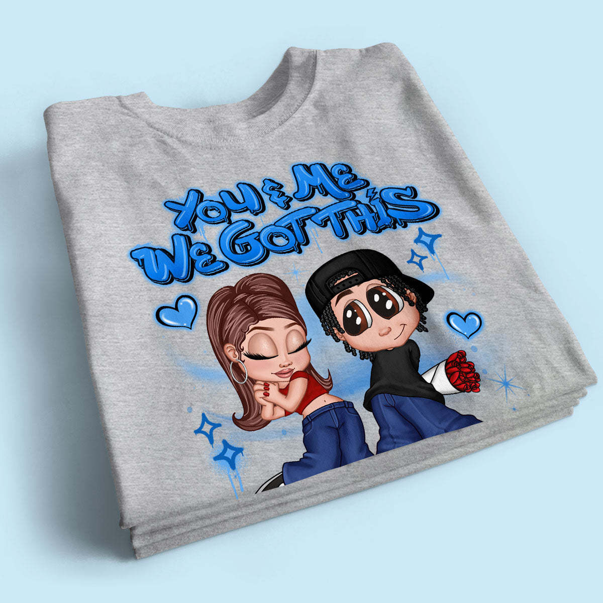 Y2K Couple Airbrushed Personalized Shirt, Gift For Him, For Her