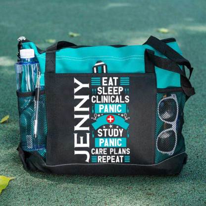 Eat Sleep Clinicals Panic Tote Bag, Personalized Gift for Student Nurse