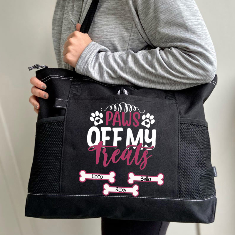 Paws Off My Treats Personalized Tote Bag