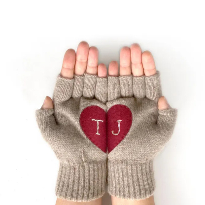 Personalized Accessories For Her Fingerless Heart Gloves