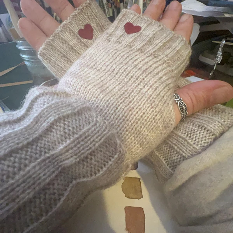 Personalized Accessories For Her Fingerless Heart Gloves