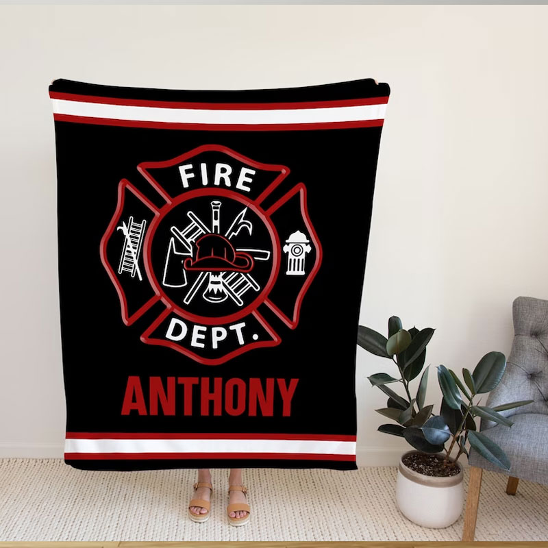 Personalized Blanket Gift For Firefighter