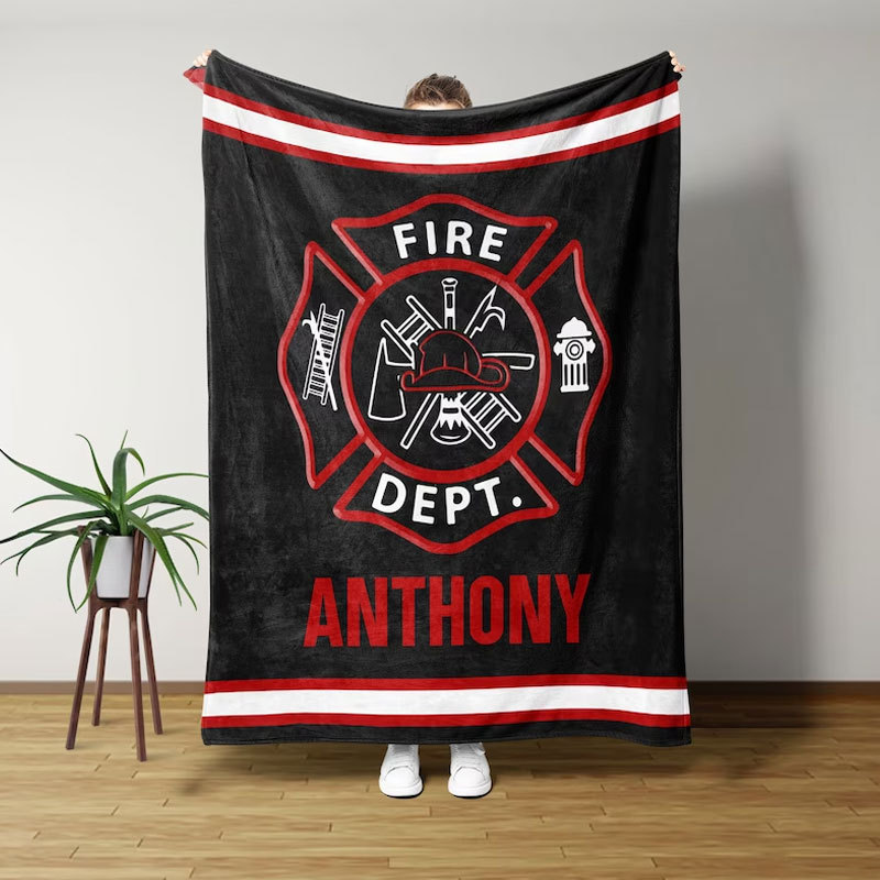 Personalized Blanket Gift For Firefighter