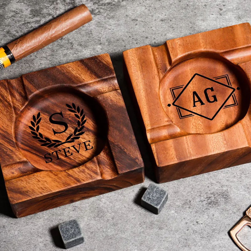Personalized Cigar Walnut Wood Ashtray