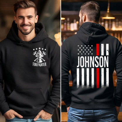 Personalized Firefighter Flag Pullover Hoodie