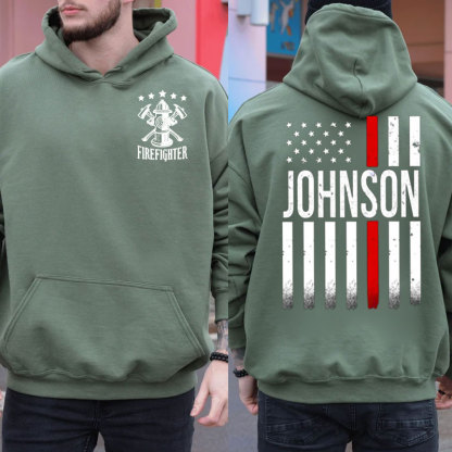 Personalized Firefighter Flag Pullover Hoodie