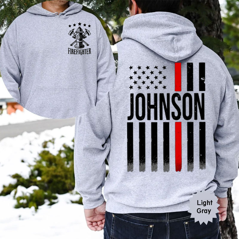 Personalized Firefighter Flag Pullover Hoodie