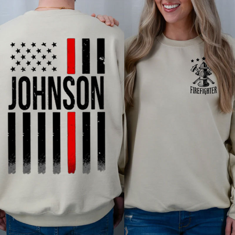 Personalized Firefighter Flag Pullover Hoodie