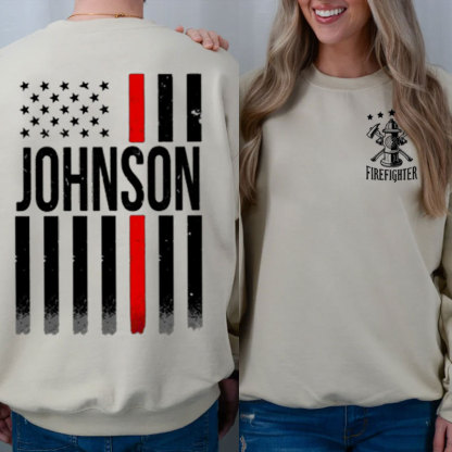 Personalized Firefighter Flag Pullover Hoodie