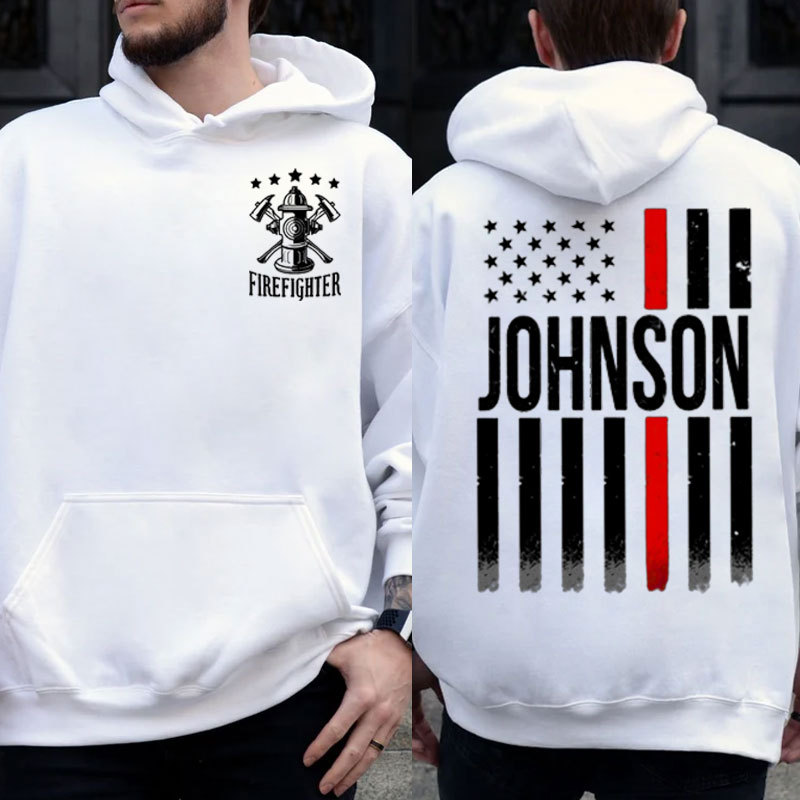 Personalized Firefighter Flag Pullover Hoodie