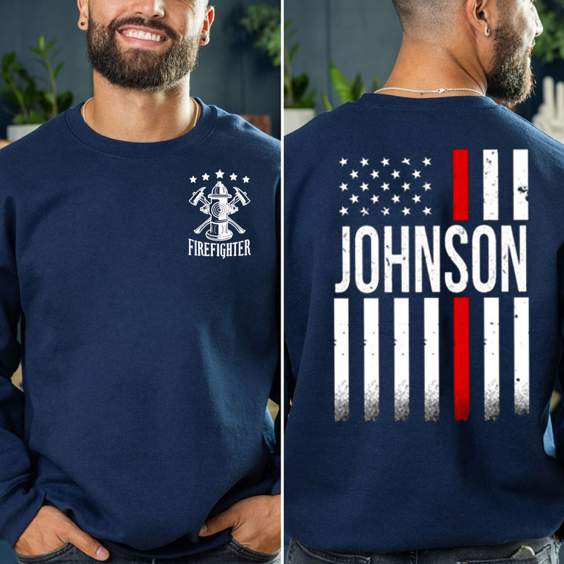 Personalized Firefighter Flag Pullover Hoodie