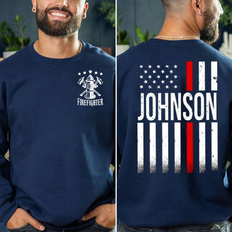 Personalized Firefighter Flag Pullover Hoodie