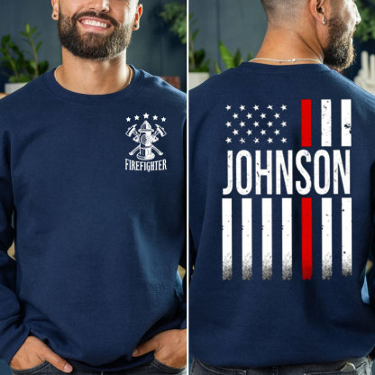 Personalized Firefighter Flag Pullover Hoodie