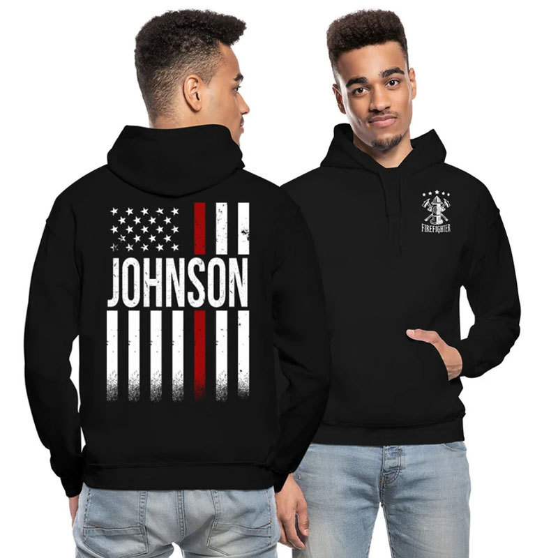 Personalized Firefighter Flag Pullover Hoodie