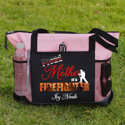 Personalized Proud Mom of a Firefighter Tote Bag