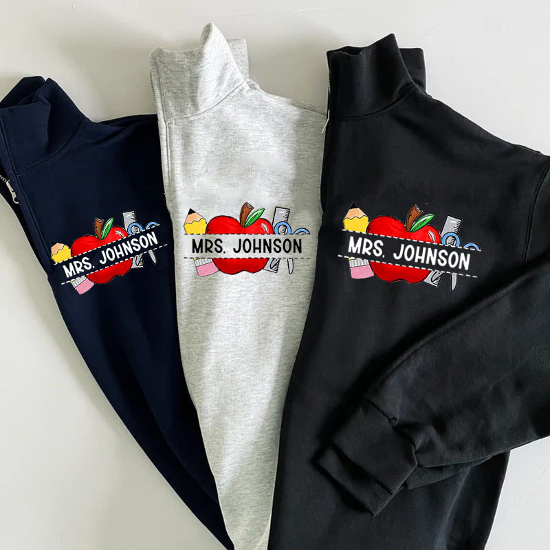 Personalized Teacher Teacher Name Zip Pullover Sweatshirt