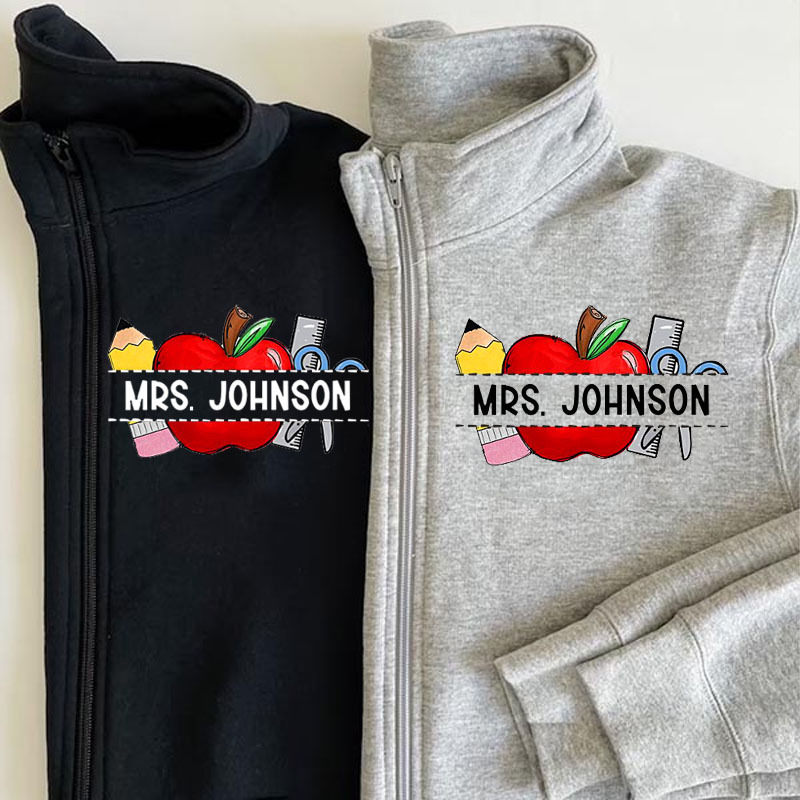 Personalized Teacher Teacher Name Zip Pullover Sweatshirt