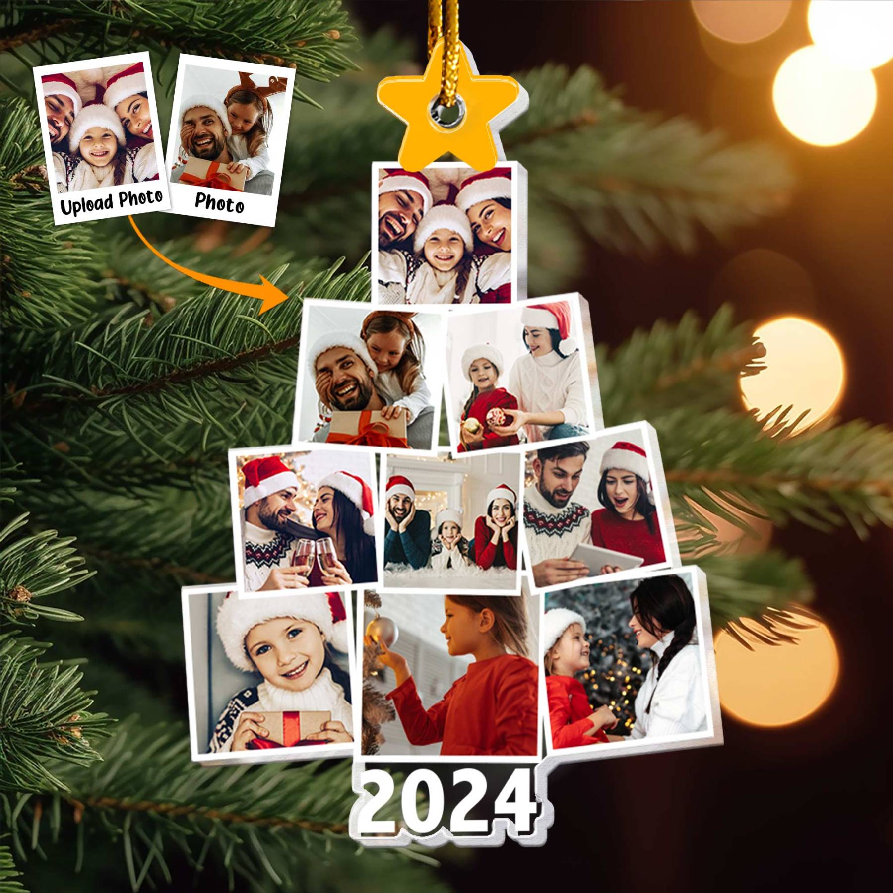 Photo Family Tree Christmas - Personalized Family Photo Ornament