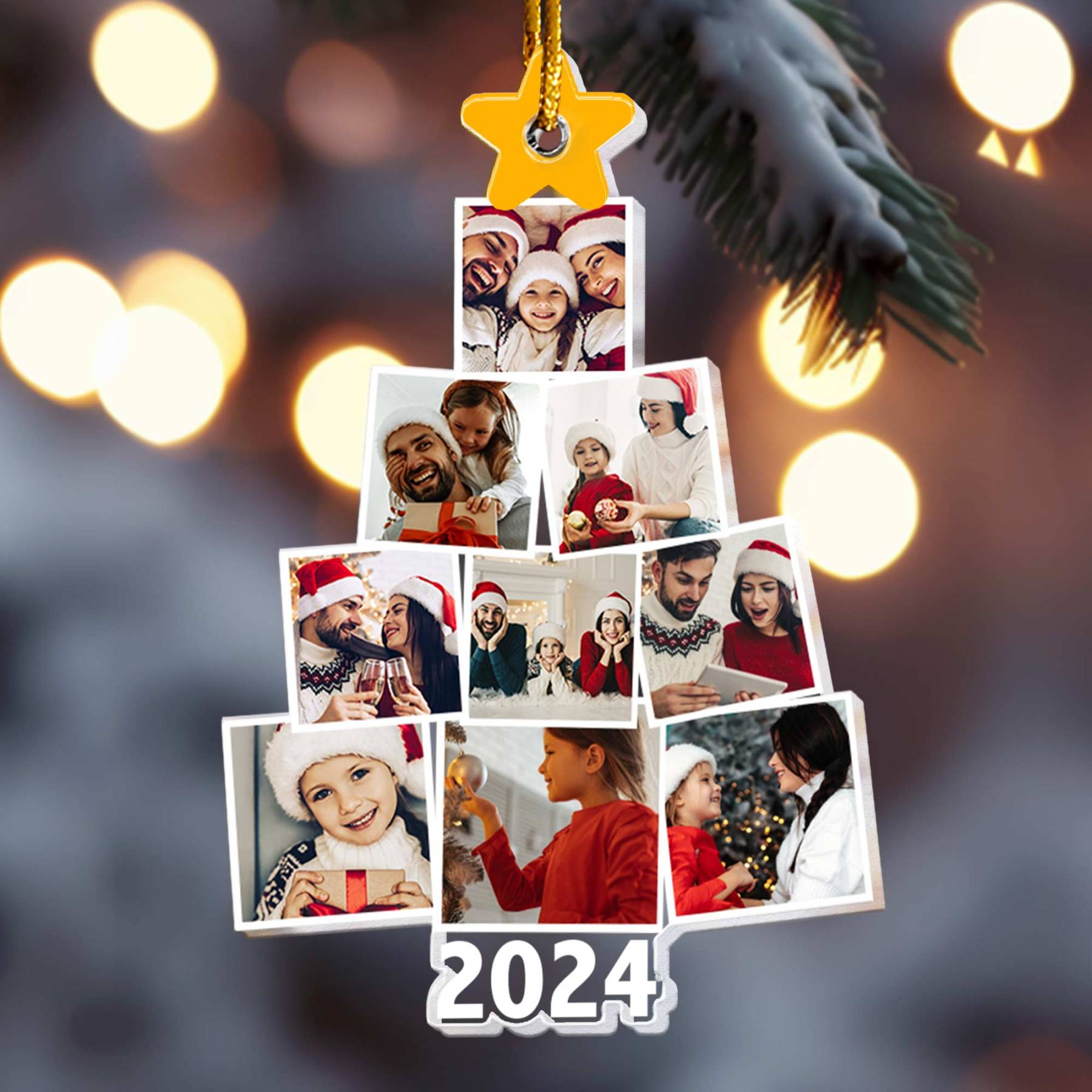 Photo Family Tree Christmas - Personalized Family Photo Ornament