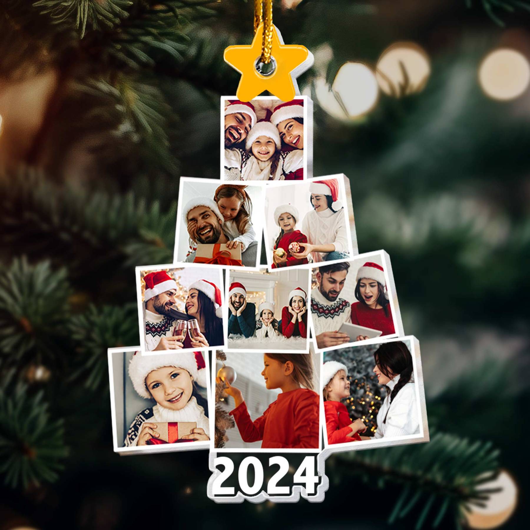Photo Family Tree Christmas - Personalized Family Photo Ornament
