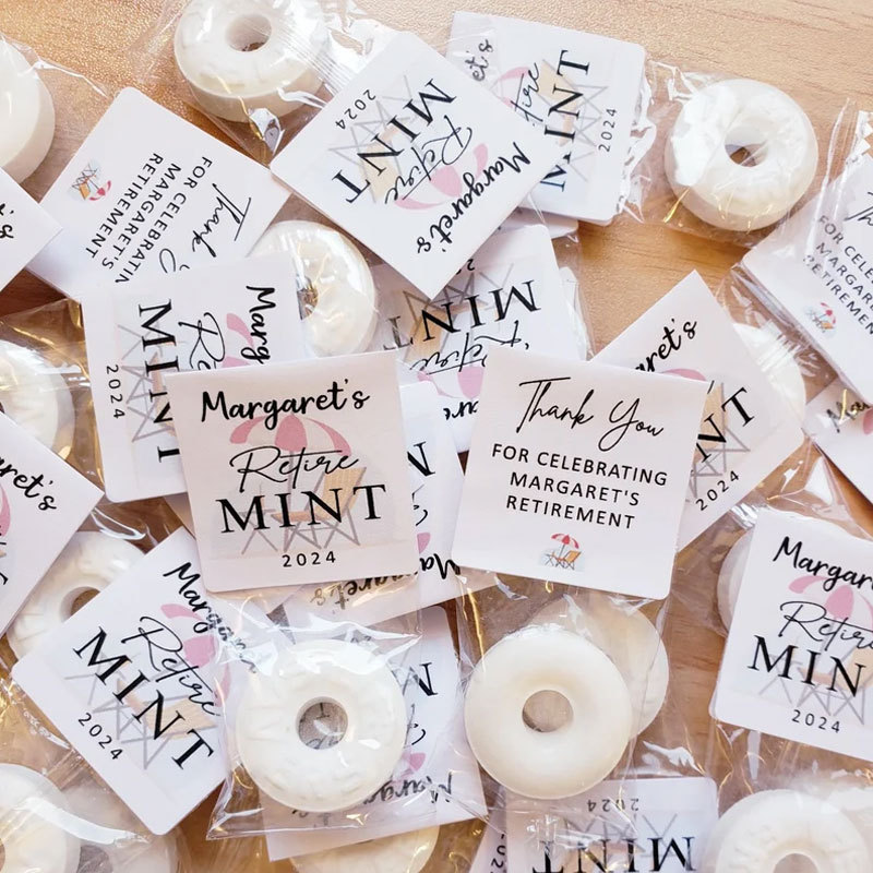 Retire Mints with Personalized Background Party Favors Label Tag Stickers