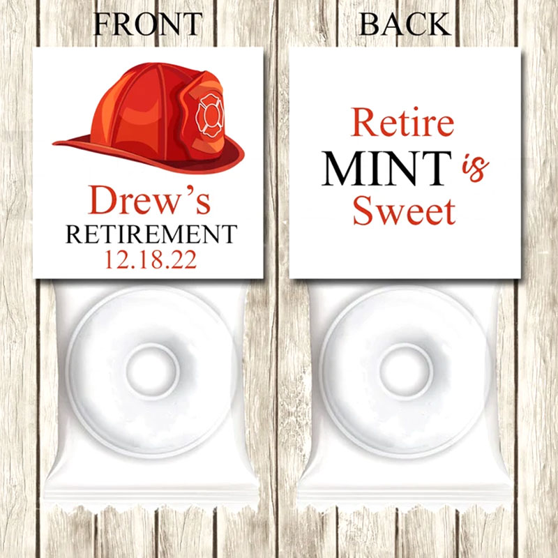 Firefighter Theme Editable Retirement Mint Favors, Police Theme