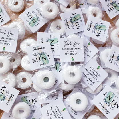 Retire Mints with Personalized Background Party Favors Label Tag Stickers